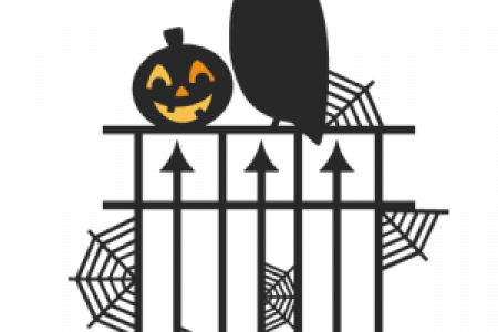Fence Clipart Halloween - Halloween Fence Clip Art Png (450x300)
