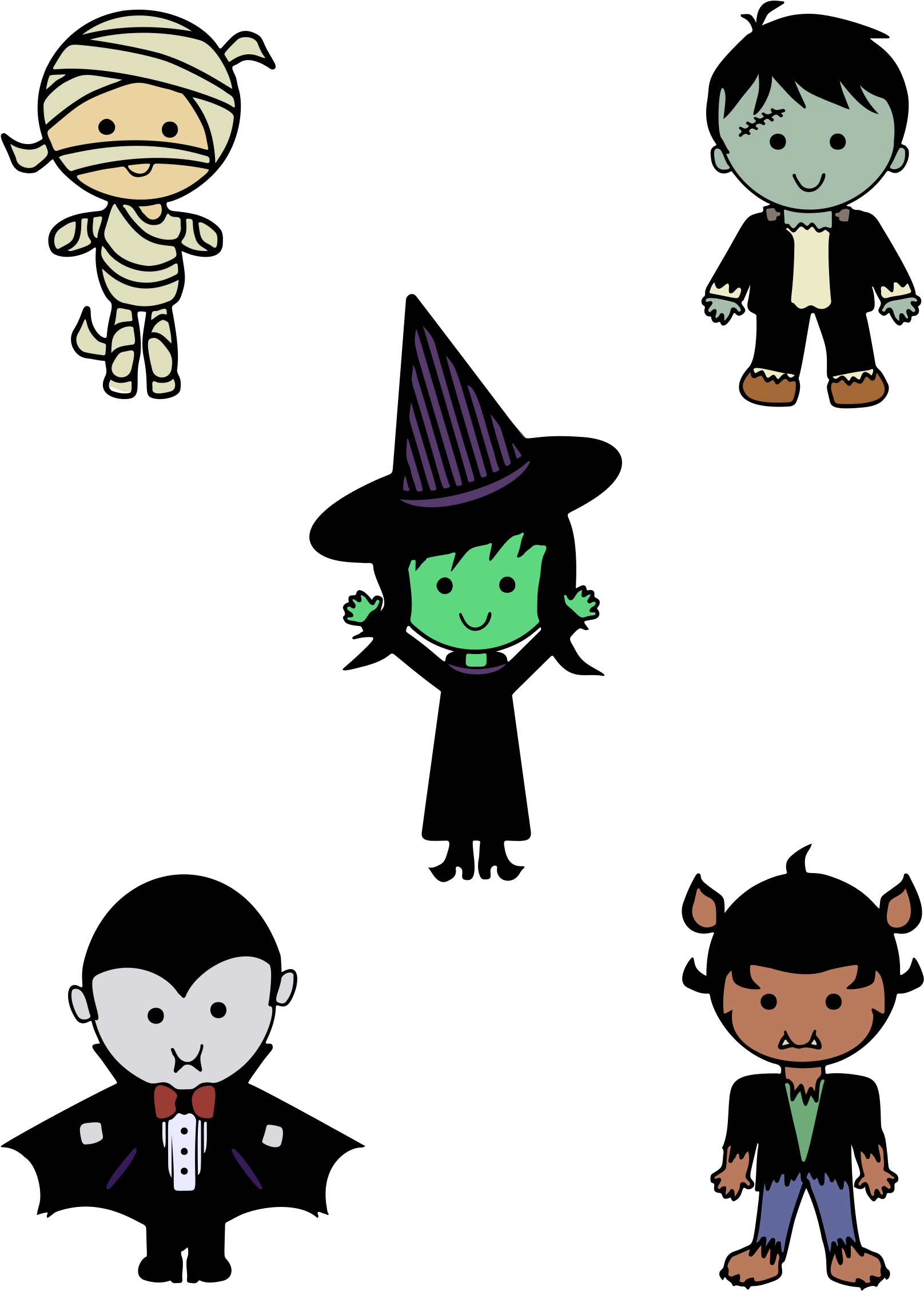 Classic Clipart Halloween - Classic Halloween Monsters (1767x2400)