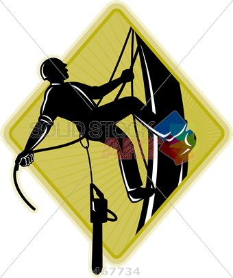 Stock Illustration Of Retro Cartoon Rendition Of Arborist - Tree Surgeon Arborist Chainsaw Grayscale Card (340x406)