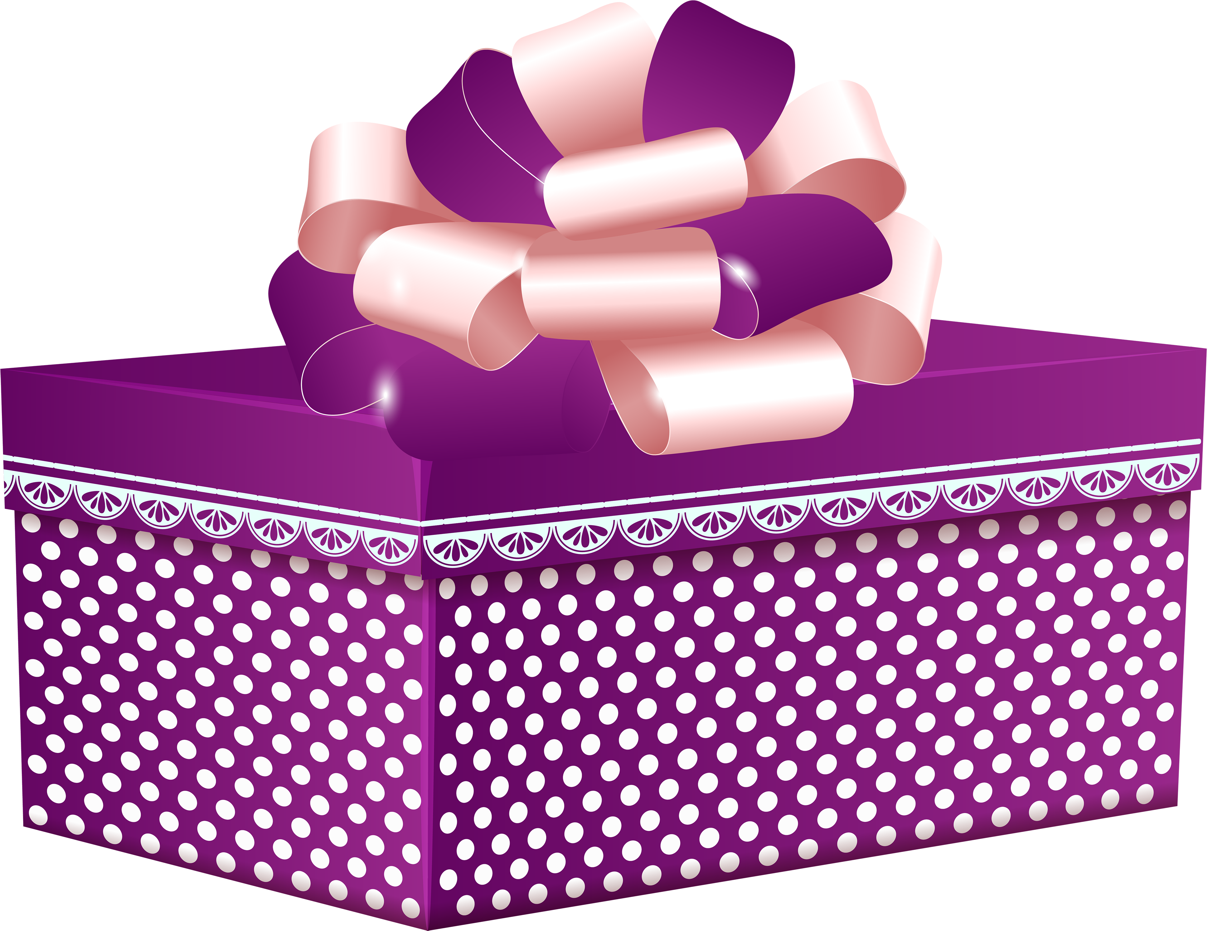 Purple Dotted Gift Box Png Clipart - Purple Gift Box Clip Art (4000x3077)