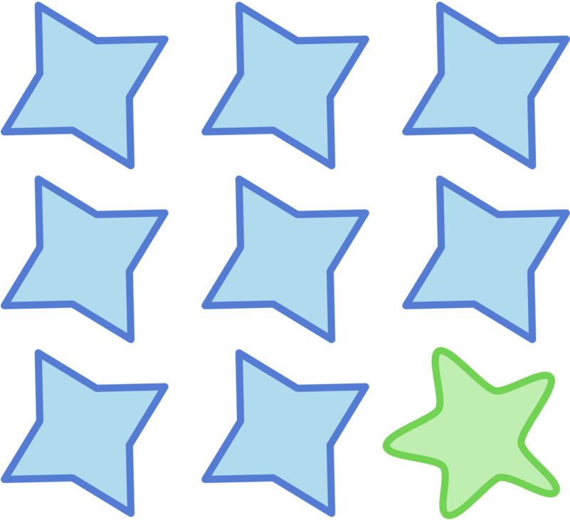 T-shirt Graphic Blue Stars With One Green - T-shirt Graphic Blue Stars With One Green (800x800)