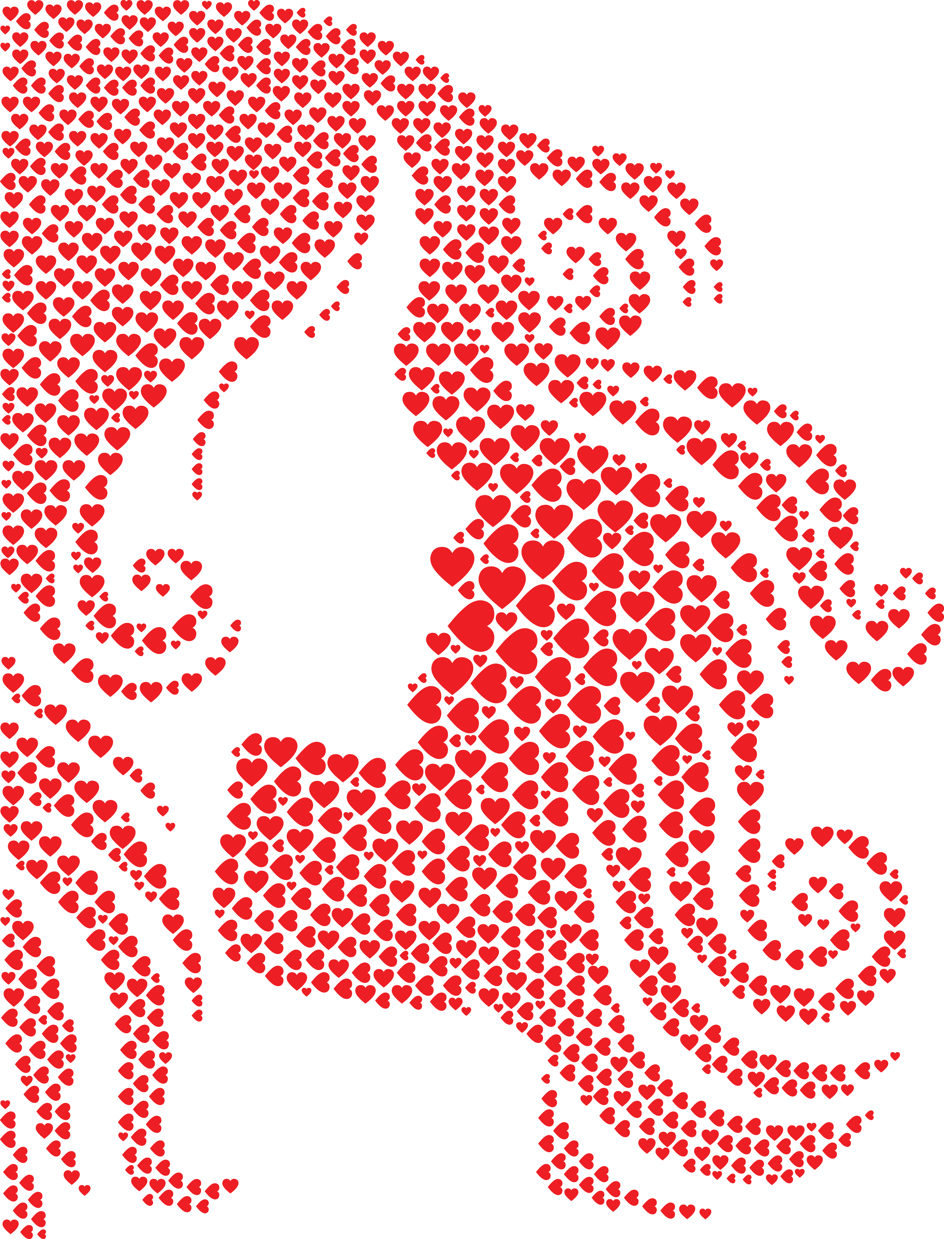 Free Clipart Of A Profiled Woman With Red Heart Hair - Red Hair Silhouette (4000x5250)