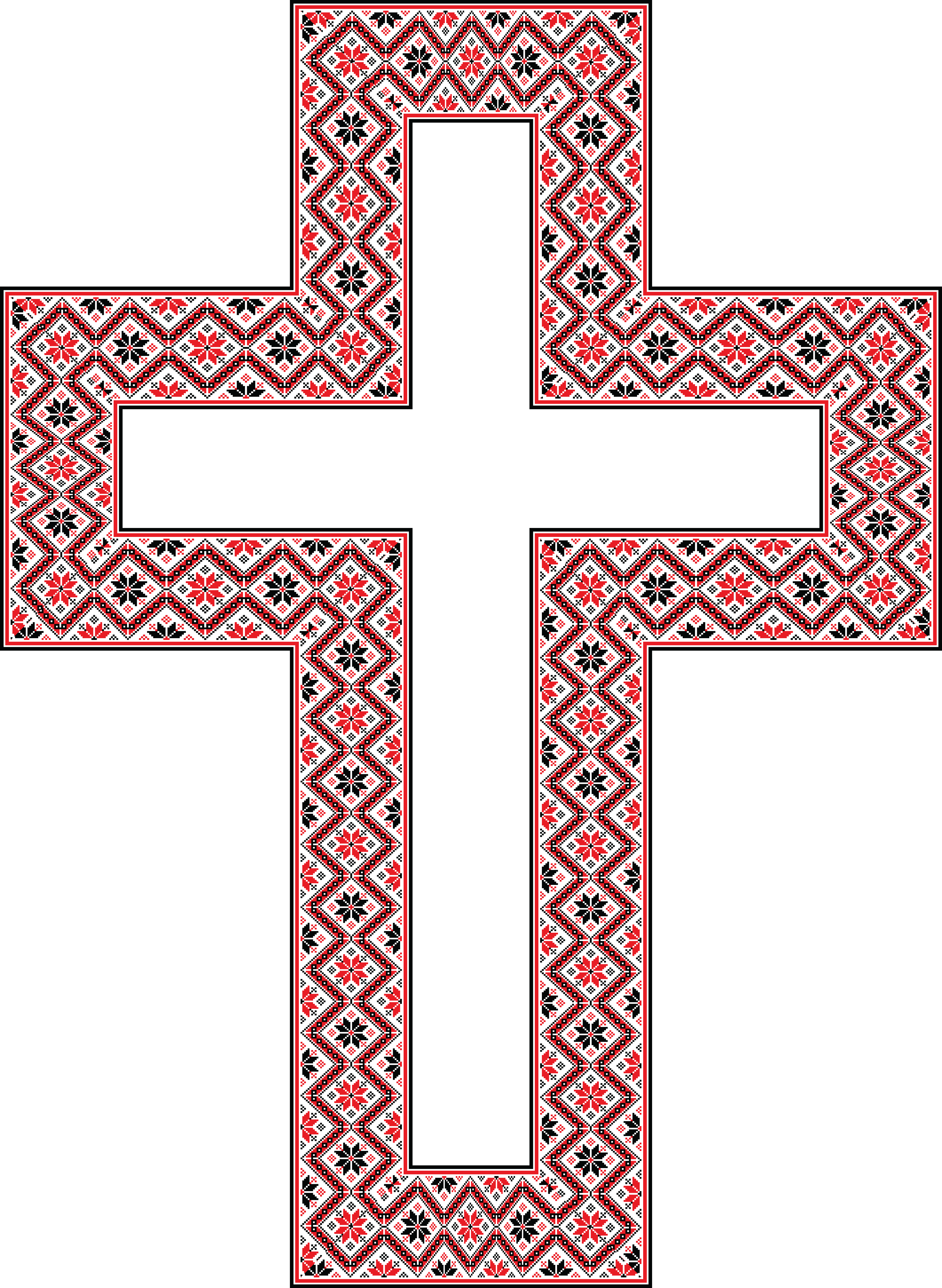 Free Clipart Of A Patterned Embroidery Cross - Red (4000x5467)