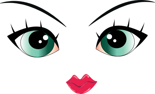 Love Eyes Clipart - Cartoon Girl Eyes Png (512x313)