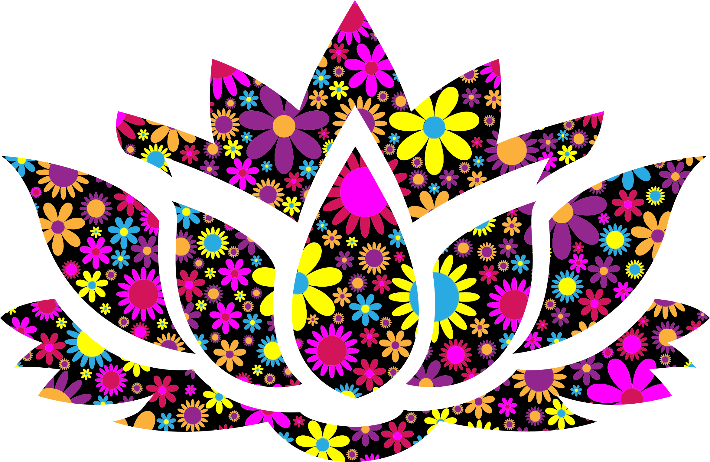 Lotus Flower Silhouette 8 - Rainbow Flowers Clipart (2348x1528)