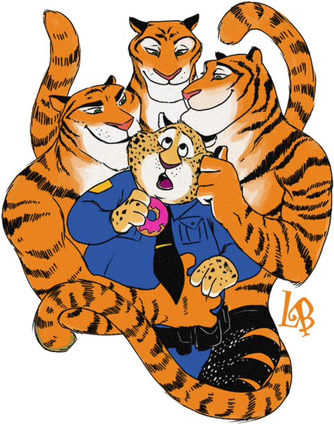 Zootopia Tiger And Clawhauser (500x663)