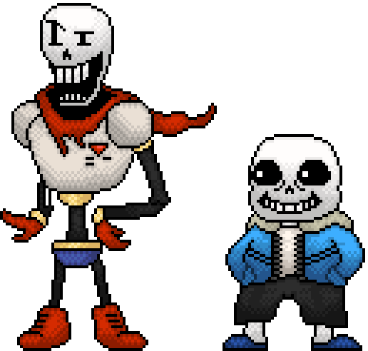 Undertale Papyrus Sprite Pixel Art - Sans And Papyrus Png (516x492)