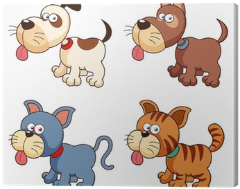 Illustration Of Cartoon Dogs And Cats Canvas Print - Catdog (400x400)