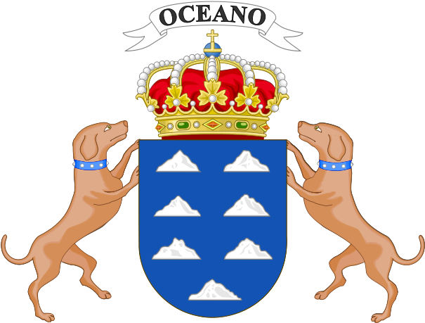Dogs Figure Prominently Into The Canary Islands Coat - Canary Islands Coat Of Arms (618x480)