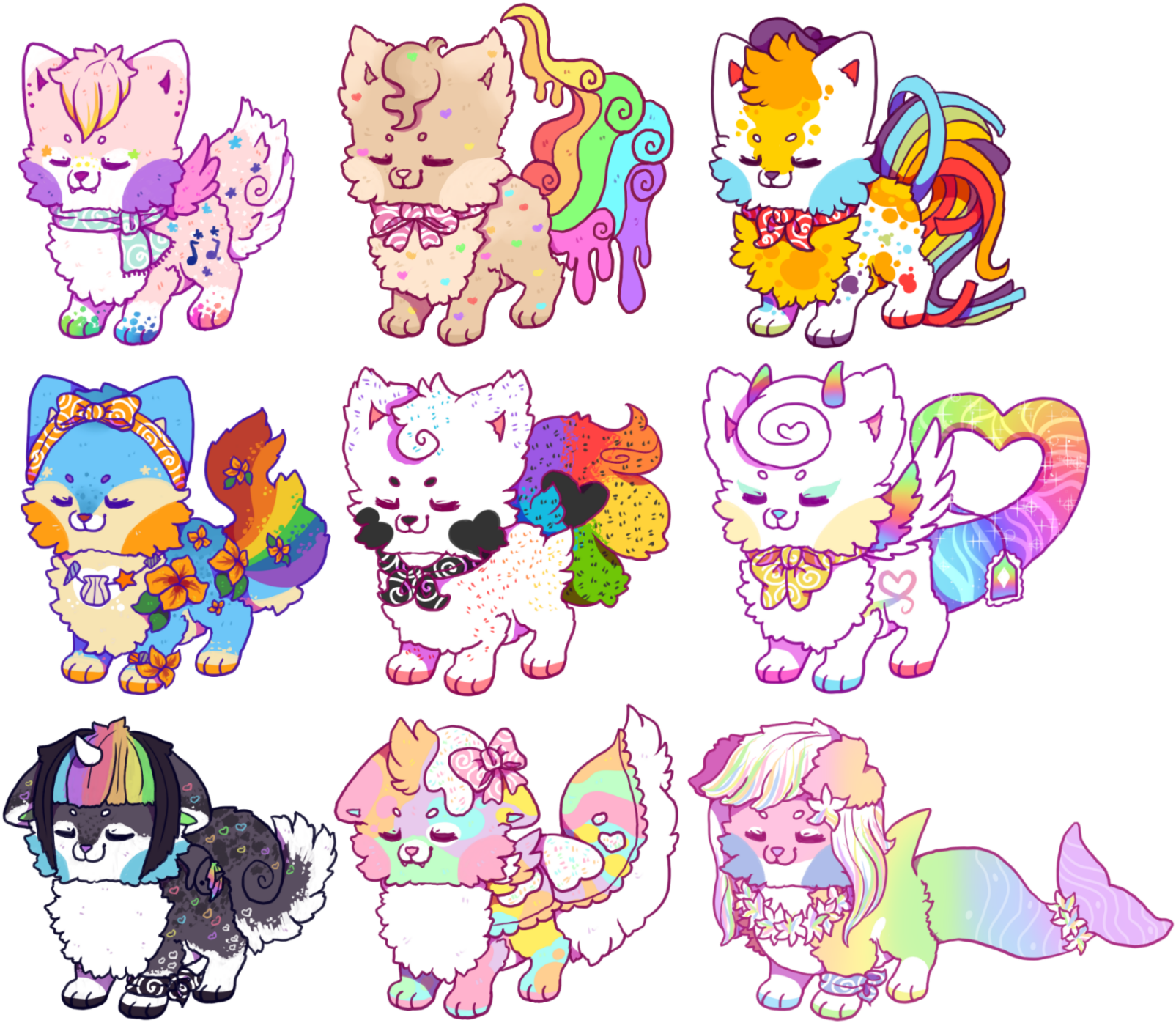 Rainbow Sushi Dogs By Elix-e - Rainbow Dog Art Deviantart (1623x1424)