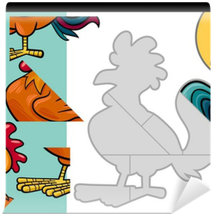 Cartoon Farm Rooster Puzzle Game Wall Mural • Pixers® - Puzzle (400x400)