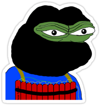Very Rare Pepe Sticker Terrorist 4chan R9k - Pepe The Frog In A Mask (375x360)