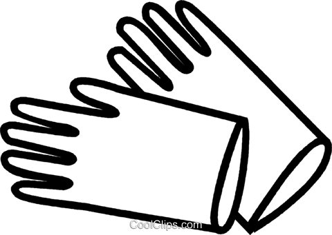 Rubber Gloves Royalty Free Vector Clip Art Illustration - Line Art (480x341)