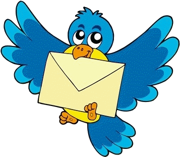 Cartoon House Stock Illustration Clipart Gif - Flying Bird With Letter (369x326)
