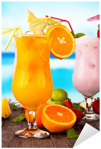 Vinilo Pixerstick Las Bebidas De Verano Con La Playa - Drink (400x400)