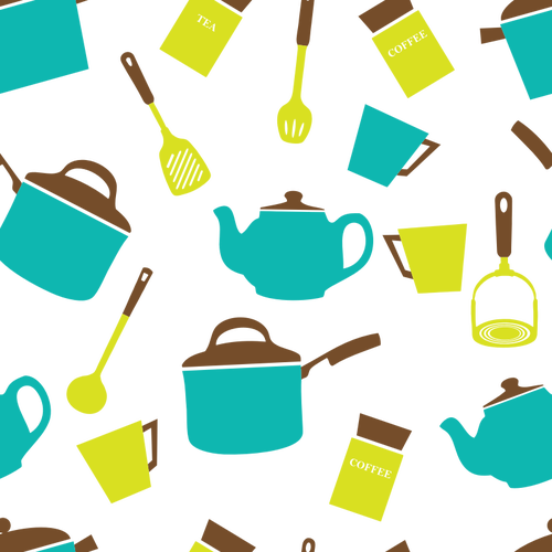 Image Of Color Kitchen Equipment On White Background - Kitchen Utensils Clipart (500x500)
