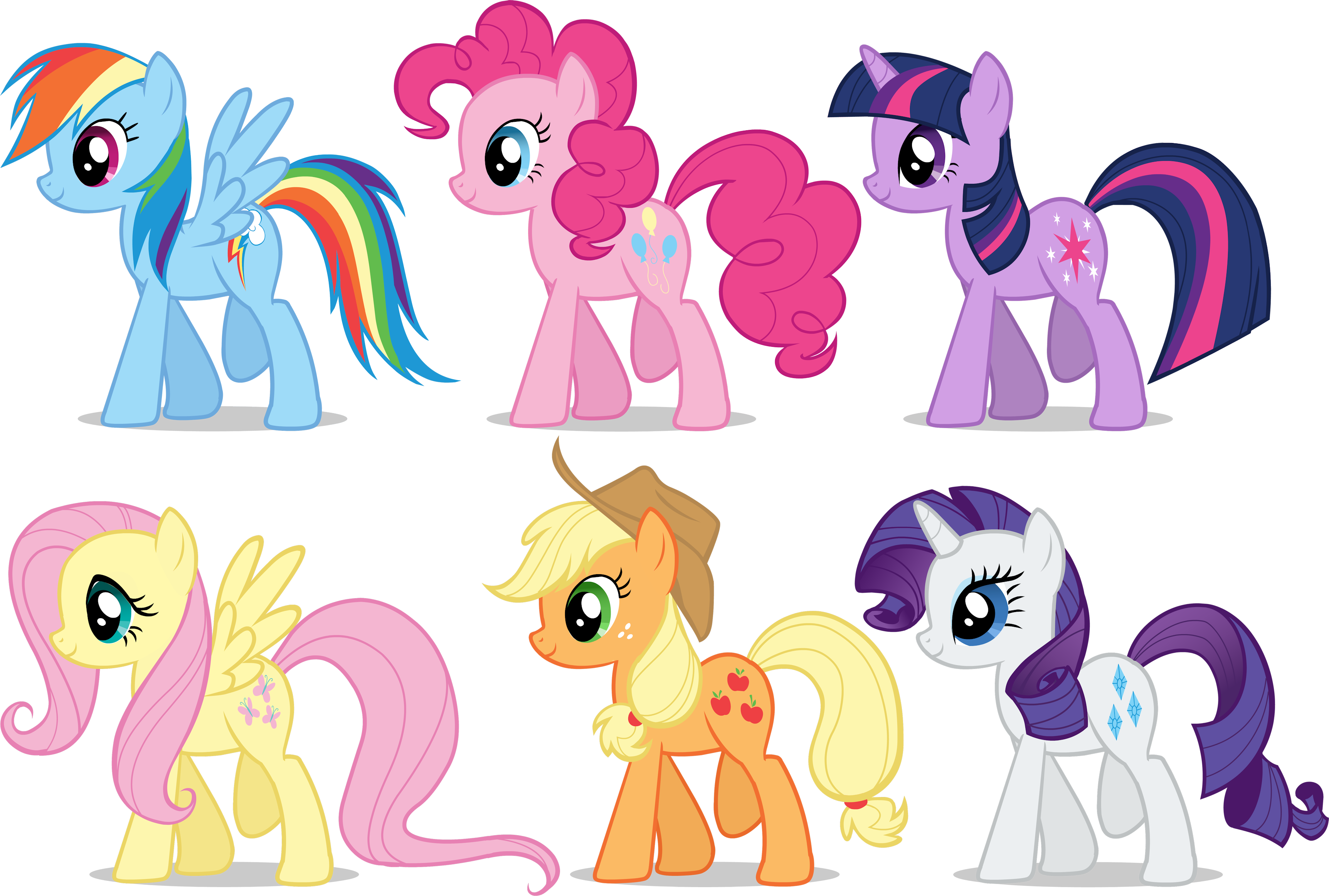 Mane Six Side Views - Little Pony Friendship Is Magic (3448x2325)
