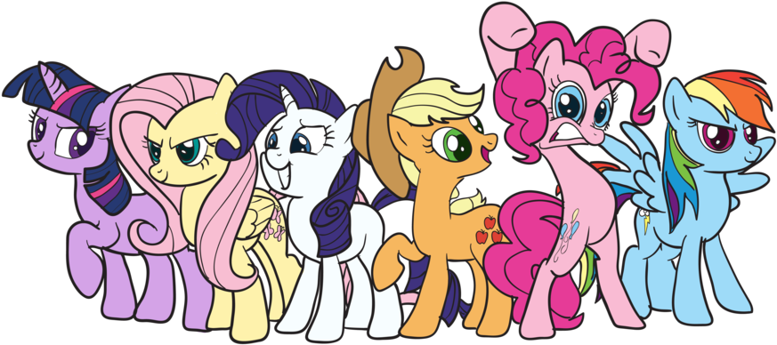 Mane 6 Funny Expressions Colored By Maximumbrony - Cartoon (900x406)