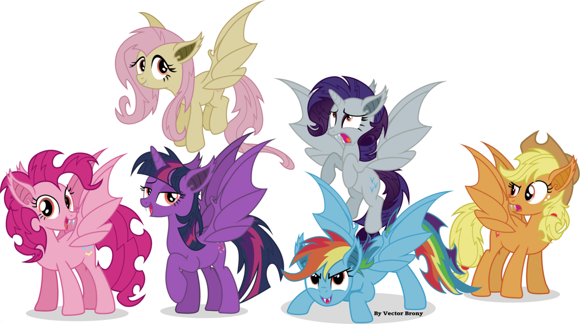 Bat Mane Six By Vector-brony - Мультики Май Литл Пони (1198x667)