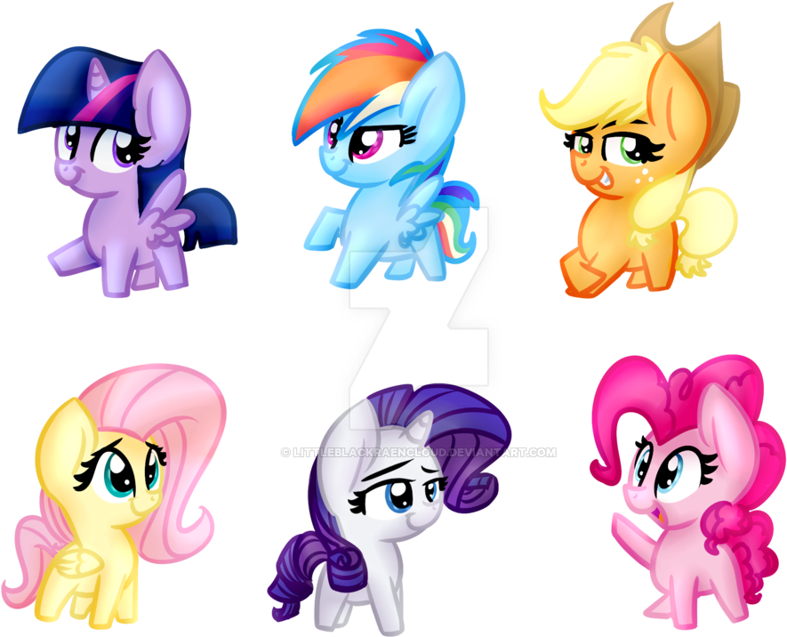 Mane 6 Stickers By Littleblackraencloud - Cartoon (1024x739)