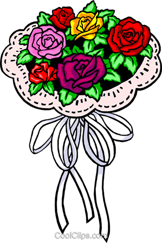 Bouquet Of Roses Royalty Free Vector Clip Art Illustration - Bridal Bouquet Clipart (321x480)