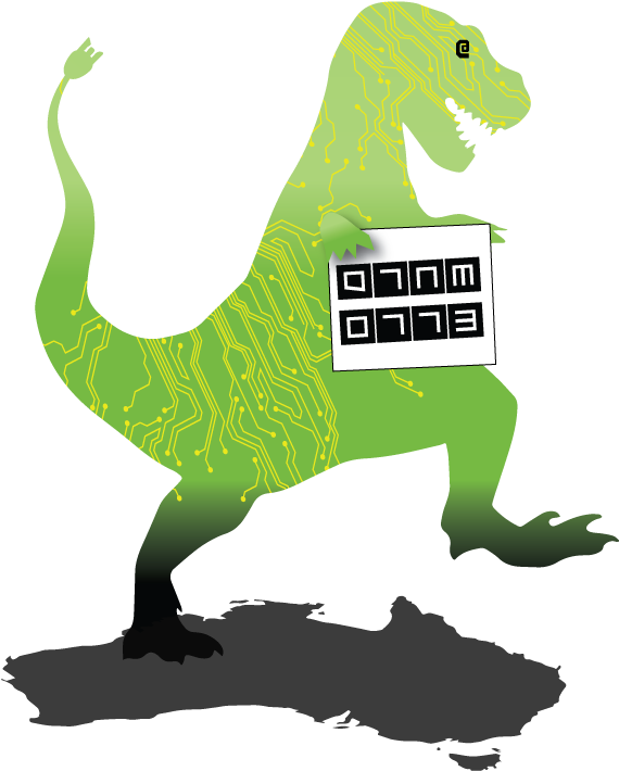 Digital Dinasaur Stomping On Australia - Tyrannosaurus (595x842)