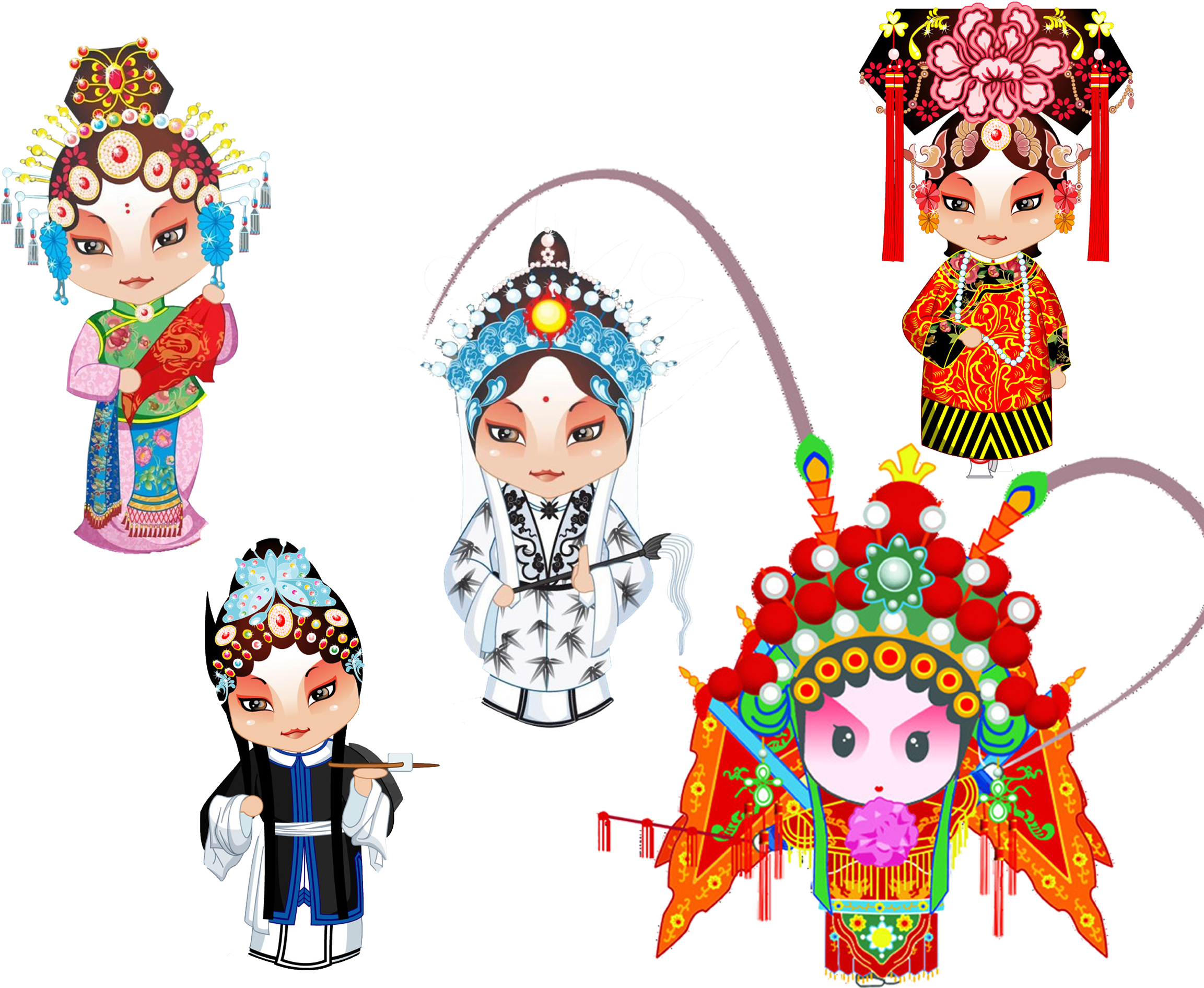Peking Opera Cartoon Q-version Illustration - Niceshop16 Cute Cartoon Peking Opera Pattern Hard Eyeglass (2362x1890)
