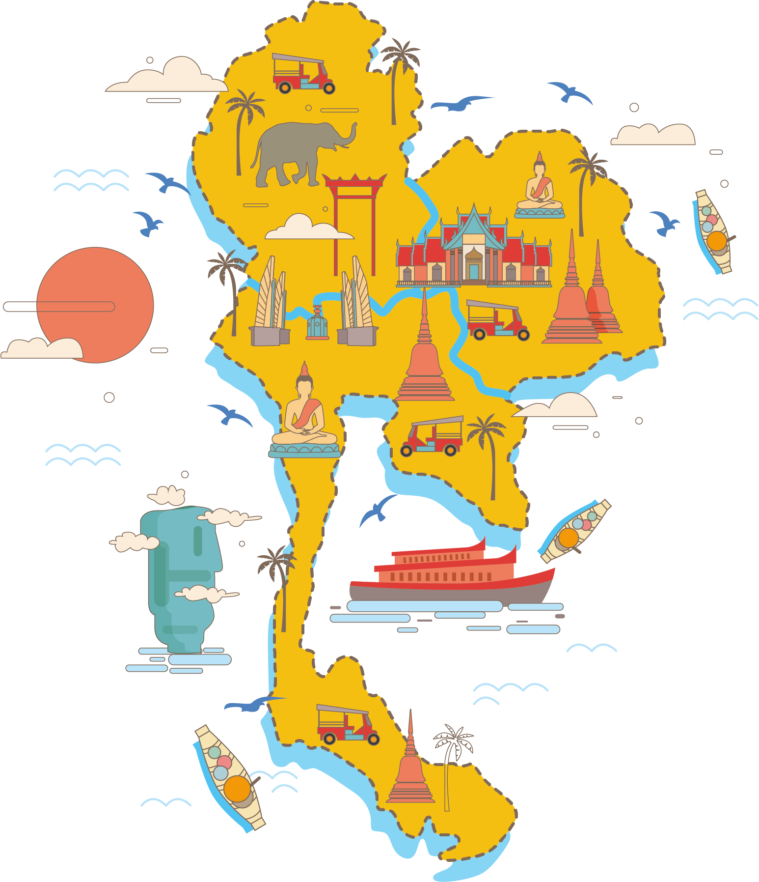 Thailand Vector Map Poster - Travel Thailand Png (1546x1795)