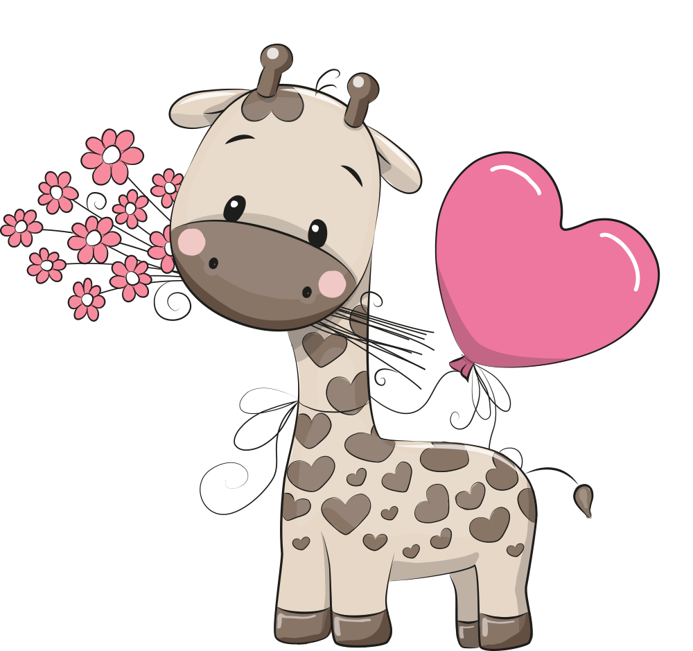 Jirafa De Dibujos Animados Ilustración Ternura - Cute Cartoon Giraffe (1000x939)