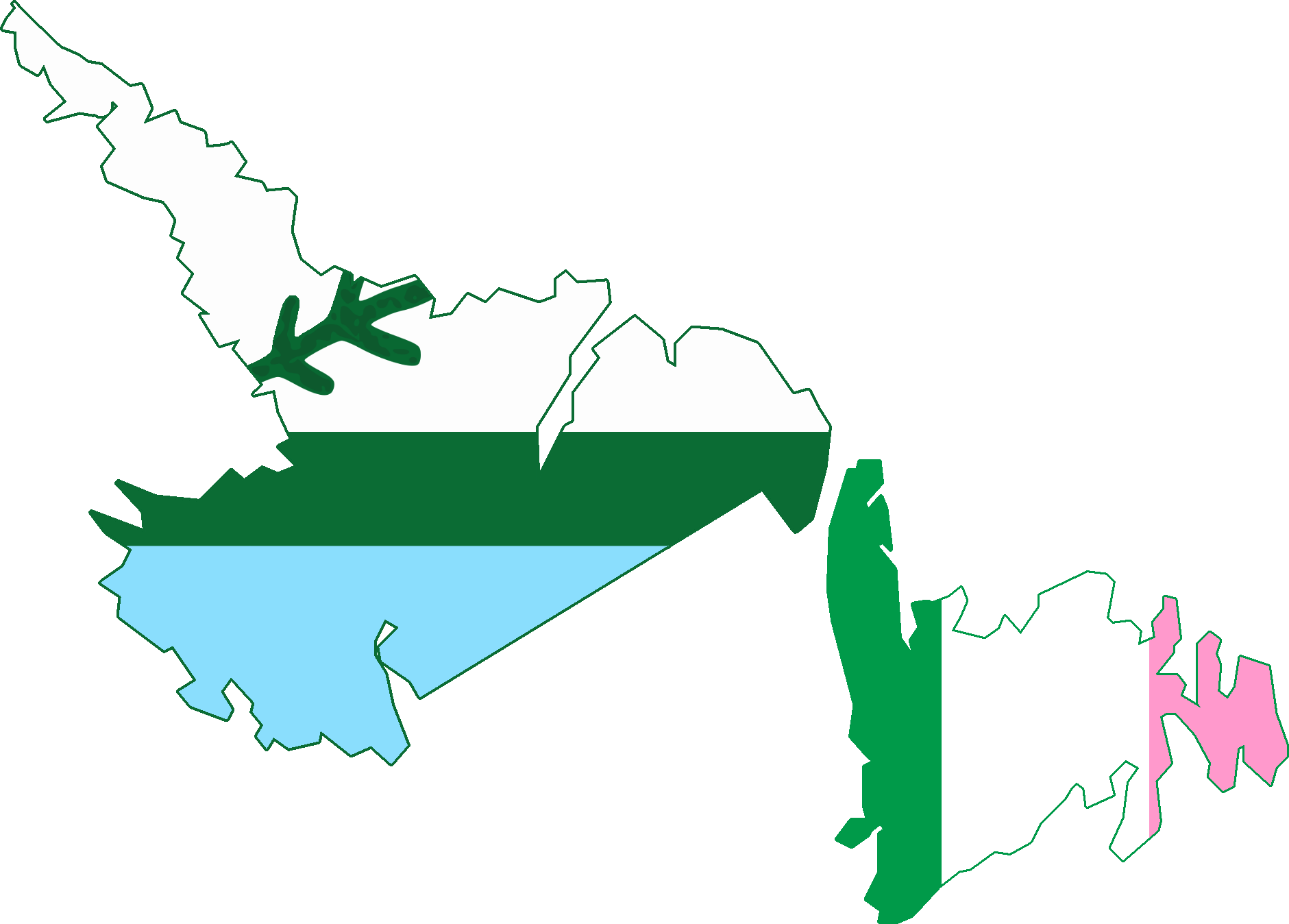 Flag Map Of Newfoundland And Labrador - Newfoundland And Labrador Flag Map (1881x1348)