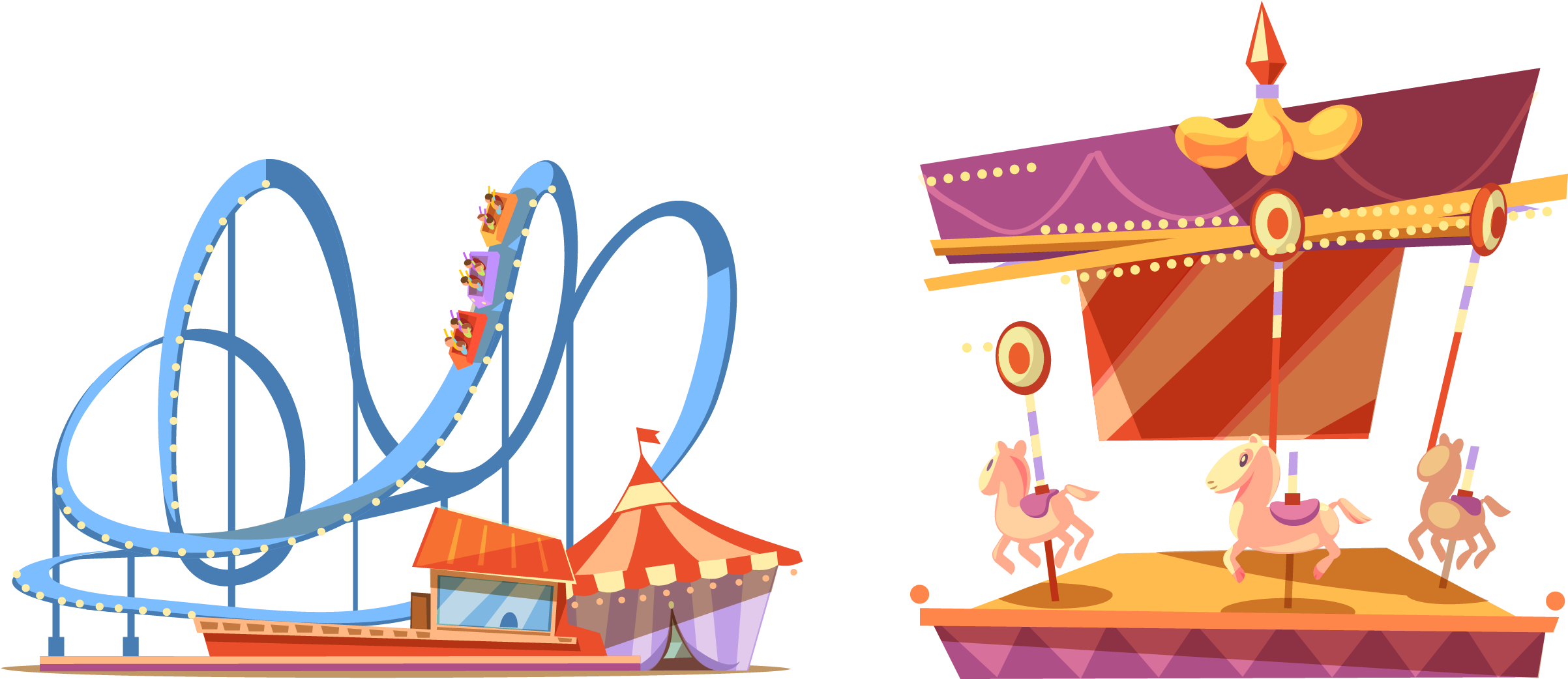 Coney Island Universal Orlando Amusement Park Roller - Cute Amusement Park Cartoon (2529x1171)