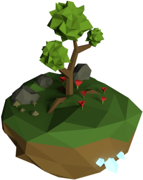 Floating Island With Falling Water Vector Illustration - Low Poly Floating Island Png (400x400)