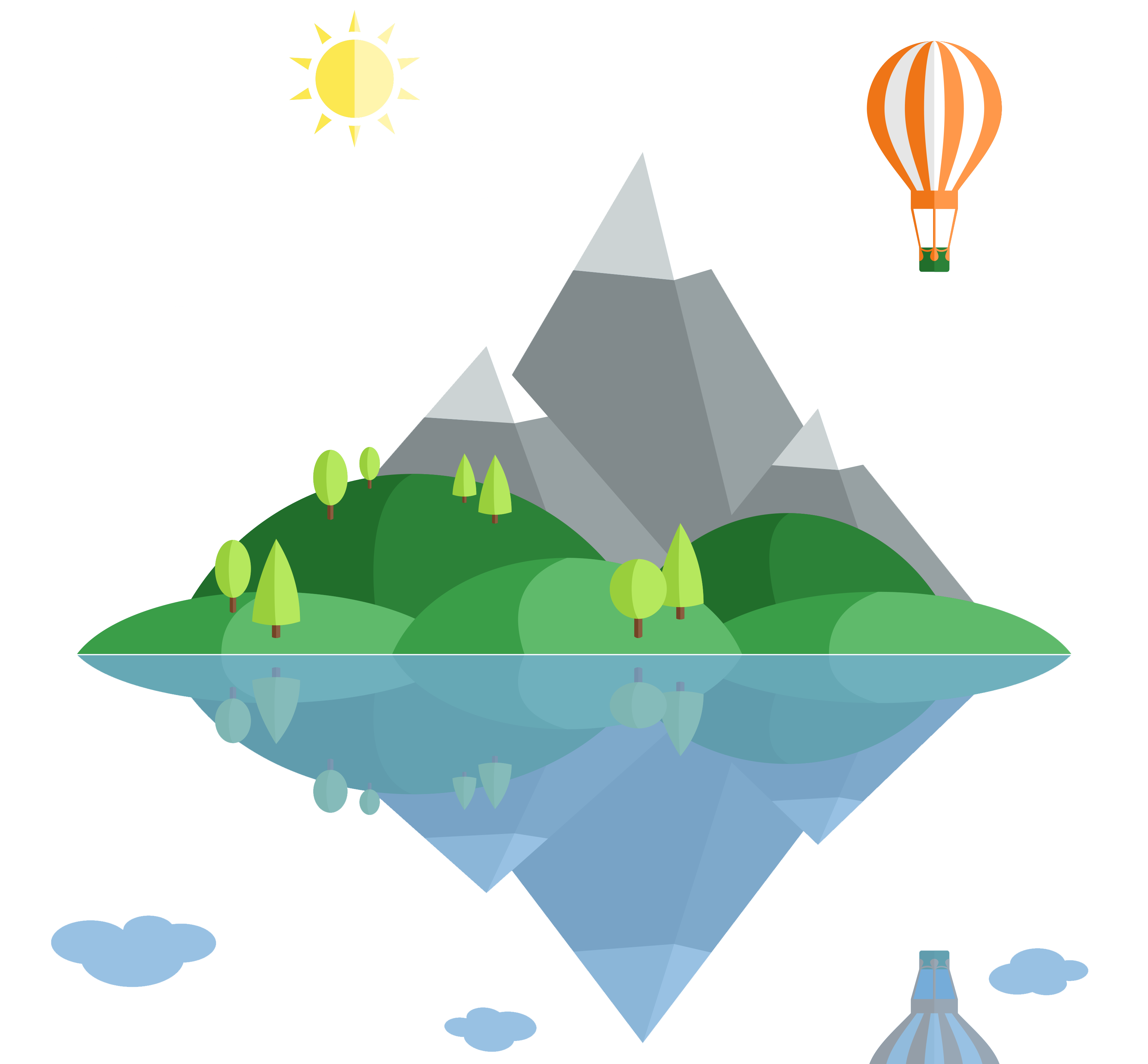 Island Landscape Clip Art - 卡通 山 (3333x3333)