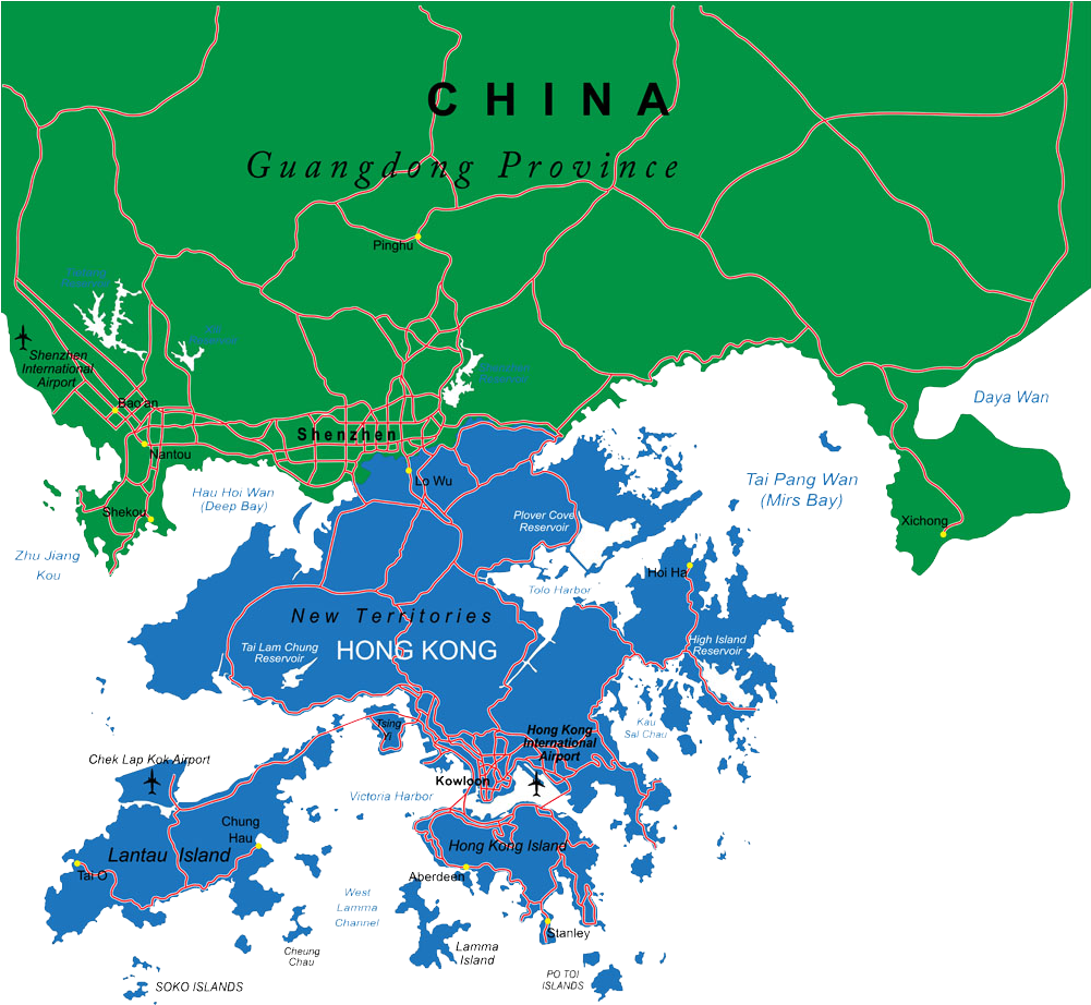 Hong Kong Royalty-free Vector Map Illustration - Territory Of Hong Kong (1500x1200)