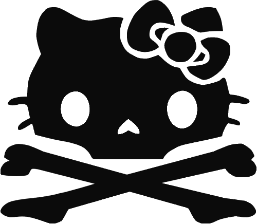 Hello Kitty Cross Bones By Slitkitten - Hello Kitty Skull And Crossbones (500x436)