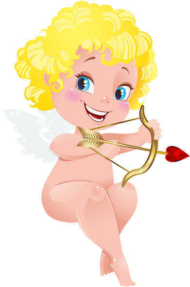 Cute Cupid Angel Png Clipart Image - Clip Art (398x600)