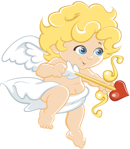 Cupid Clipart Moon Fairy - Cupid Png (437x499)