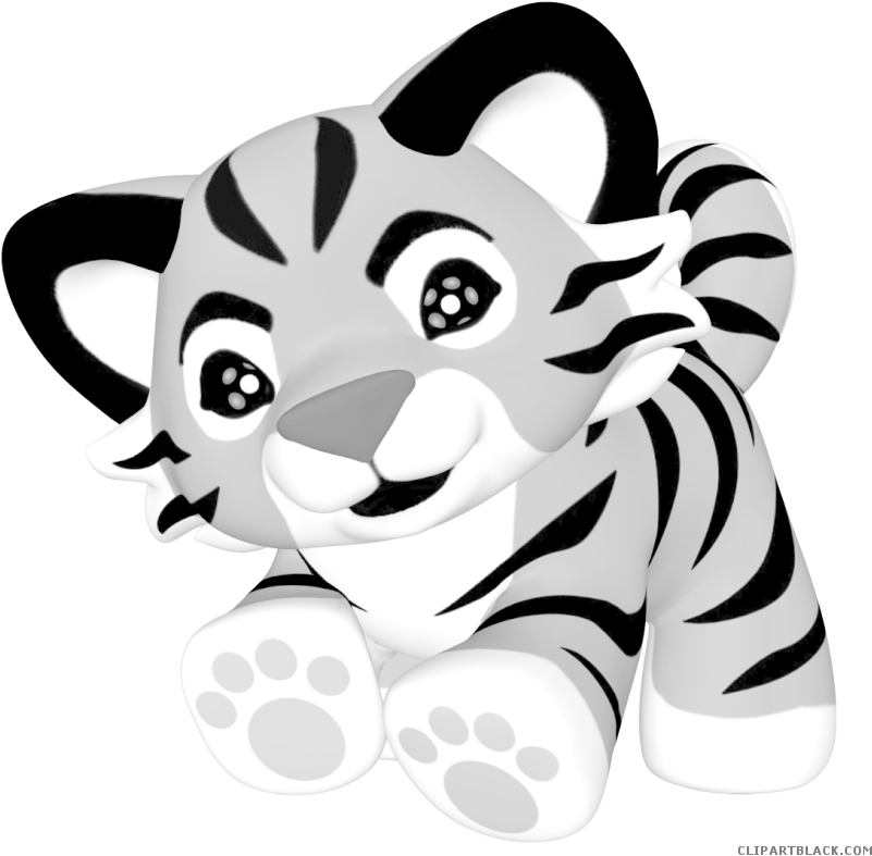 Tiger Animal Free Black White Clipart Images Clipartblack - Tiger Clipart Png (830x826)
