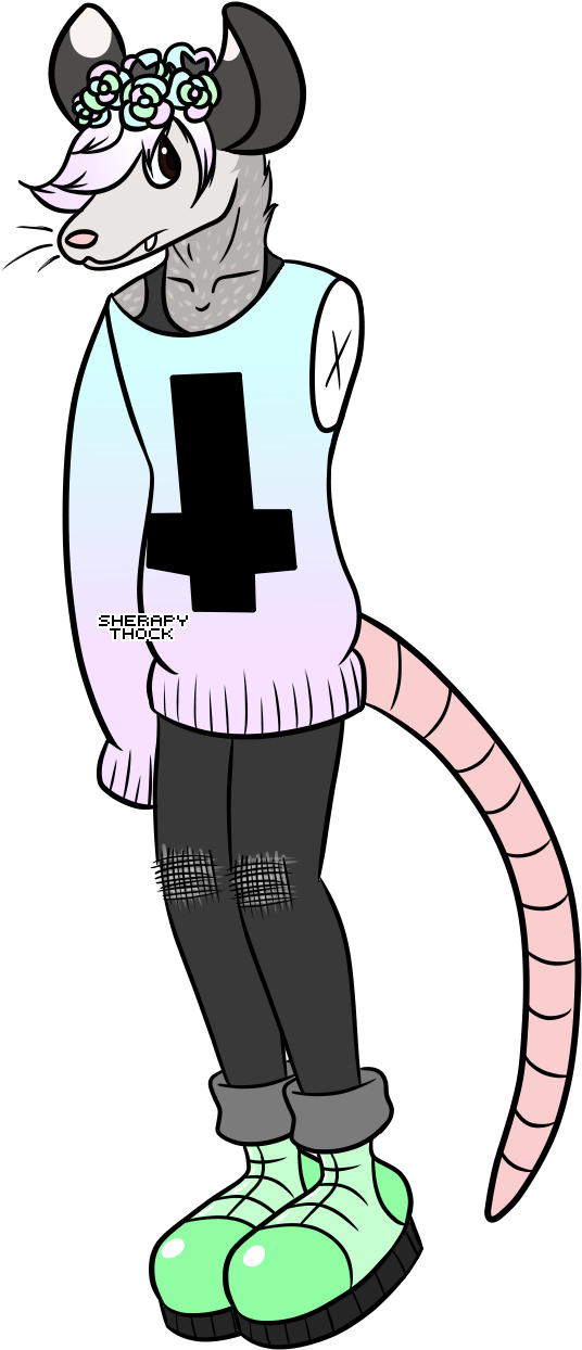 Pastel Goth Opossum Furry For Isbflutters By Sherapythock - Opossum (600x1300)