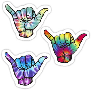 3 Tie Dye Shakas • Also Buy This Artwork On Stickers, - Tie Dye Shaka Studio Clutch Mit Reißverschluss (375x360)