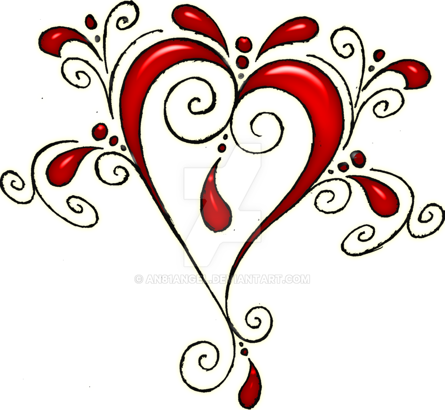 Heart Swirls Red-black By An81angel - Heart (900x830)