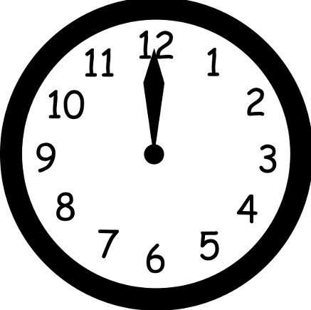 Clock Clipart Black And White (437x435)