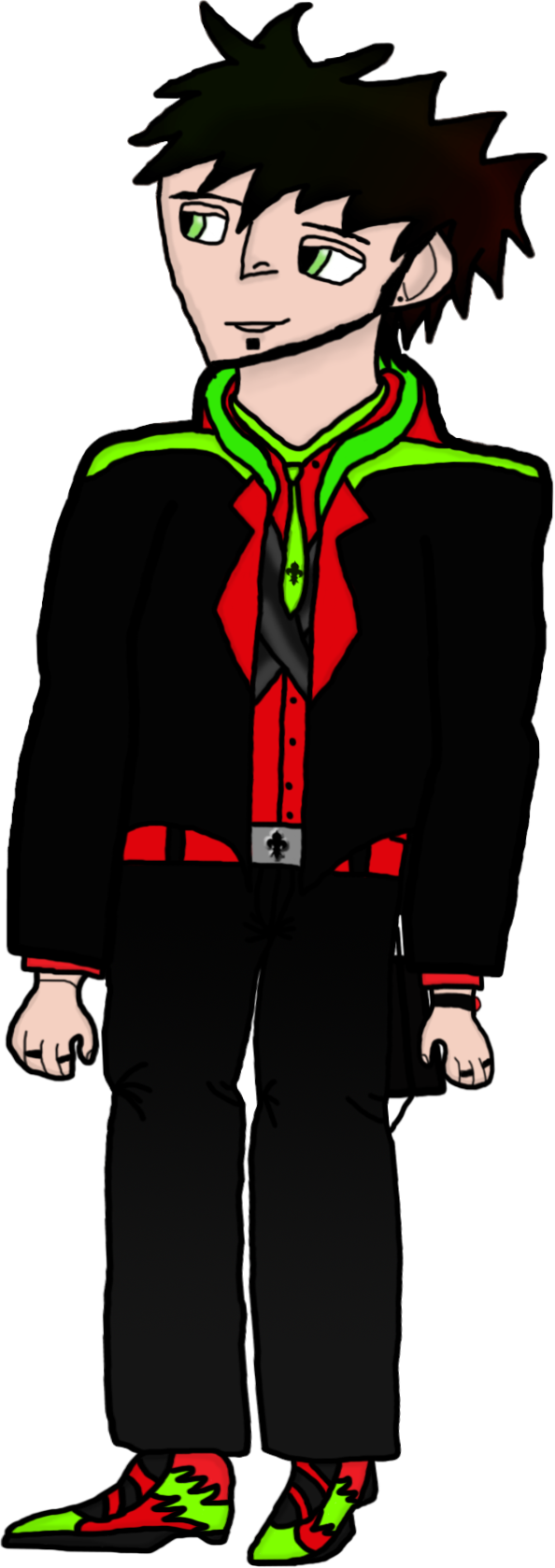 But The X Styled Art On His Blazer Should Be Red Like - Costume (594x1679)