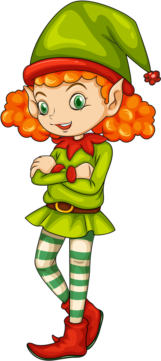 Illustration Of A Female Elf On A White Background - Female Christmas Elf Png (617x1280)