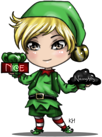 The Naughty Or Nice Elf By Katoons88 - Cartoon (400x533)