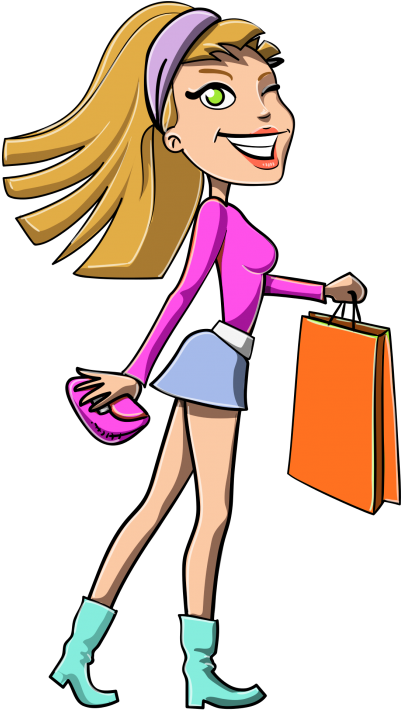 Girl Shopping Vector Png Transparent Image - Girl Shopping Vector Transparant (1356x2055)
