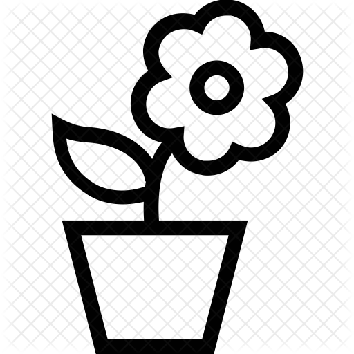 Flower Pot Icon - Flower In A Pot Outline (512x512)