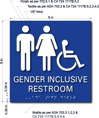 Gender Inclusive Restroom Ada Sign - Honolulu International Airport (336x400)