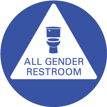 All Gender Restroom Door Sign White Triangle On Blue - Kaderrand (500x500)