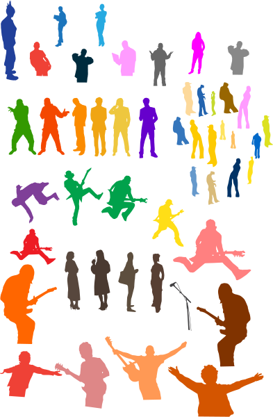 Silhouettes Png Images - People Silhouettes Clipart Colorful (393x600)
